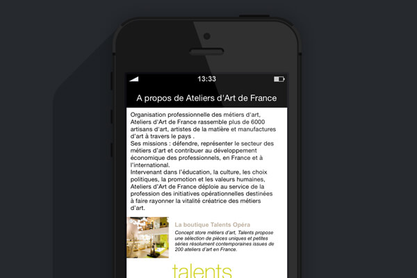 Application mobile Ateliers d'Art de France